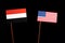 Yemeni flag with USA flag on black