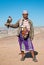 Yemeni tribal man with falcon in the desert yemen