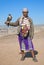 Yemeni tribal man with falcon in the desert yemen