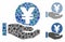 Yen coin payment hand Mosaic Icon of Rugged Elements