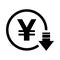 Yen reduction symbol, cost decrease icon. Reduce debt bussiness sign vector illustration