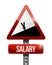 yen salary falling warning sign illustration