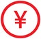 Yen, Yuan or Renminbi currency icon or logo over a coin.