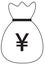 Yen, Yuan or Renminbi currency icon or logo over a money bag.