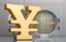 Yen or yuan symbol sign with opened bank vault, 3D rendering