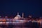 The Yeni Cami or New Mosque by moonlight, istanbul, Turkey