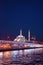 The Yeni Cami or New Mosque by moonlight, istanbul, Turkey