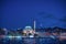 The Yeni Cami or New Mosque by moonlight, istanbul, Turkey