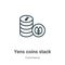 Yens coins stack outline vector icon. Thin line black yens coins stack icon, flat vector simple element illustration from editable