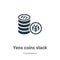Yens coins stack vector icon on white background. Flat vector yens coins stack icon symbol sign from modern commerce collection