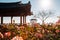 Yeongildae traditional pavilion and rose garden in Pohang, Korea