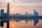 Yeouido financial district during sunset with Han river