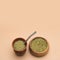 Yerba mate in calabash with wooden bowl. Square concept banner copy space