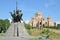 Yerevan, Armenia, September, 06, 2014, the monument to General Ozanian (Zoravar Andranik) in front of Cathe