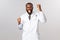 Yes we did it, no more covid19. Triumphing and happy, excited african-american doctor finally found coronavirus vaccine