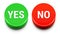 YES and NO answer green and red buttons. Choice, decision concept vector illustration.