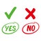 Yes or No button selection vector illustration. Suitable for graphic information or tips advice elements