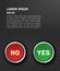 YES and NO buttons, 3d red glossy metallic icons