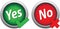 Yes no buttons simple green and red icons