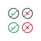 Yes or no, check mark and x, tick and wrong. Vector icon template