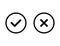 Yes and no cross. Wrong and correct choice buttons. Set of right and incorrect answer. Positive and negative tick