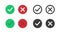Yes no icon sign vector or ok correct and incorrect red green symbol pictogram, tick check mark verify and cross x wrong fail