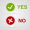 Yes and No icons paper stickers.