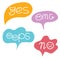 Yes no omg oops cartoon speech bubbles Thinking and speaking clouds with text Funny letters faces Communication stickers.