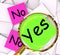 Yes No Post-It Papers Mean Answers Affirmative Or Negative