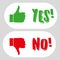 Yes no thumbs up and down flat design. EPS 10 vector.