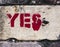 YES! Red letters stenciled on concrete wall