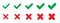 Yes symbol and No symbol. Green tick and red cross checkmarks icons. Approved or rejected icon for user interface.