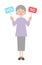 YES, systemic vector illustration of grandmother to say NO