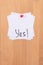 YES! - White Sticky Notes with Written Word YES, Pinned to the Wooden Message Board