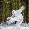 Yeti fairy tale character in winter forest. Outdoor fantasy photo.