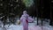 Yeti fairy tale character in winter forest. Outdoor fantasy slow motion footage.