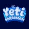 Yeti logo. Snowman sign. White fur letters. Funny, baby icon for game or cartoon cartoon movie.