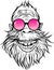 Yeti in rose round sunglasses.