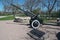 YEYSK, RUSSIA - APRIL 27, 2017: cannon stands on the waterfront as a monument