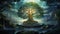 Yggdrasil: The Tree of Life Illuminated by Cosmic Energy. The Druid\\\'s Sacred Tree. Generative AI