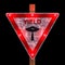 Yield street sign isolated on black background