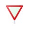 Yield triangular road sign icon, cartoon style