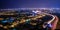 Yilan County Night View - City skyline with car light trails at night in Yilan, Taiwan.