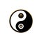 Yin yang with astrological symbols together in circle, vector sacred oriental symbol