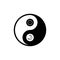 Yin yang with astrological symbols together in circle, vector sacred oriental symbol