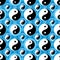 Yin Yang Ba Gua shape blue seamless pattern