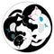 Yin yang with black and white maneki neko cats