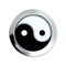 Yin and yang button icon in silver, metal frame. Vector illustration Eps 10. For design and decoration, ui or app. Spiritual