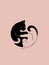 Yin-yang cats digital illustration minimalistic with small details