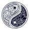 Yin and yang decorative symbol. Hand drawn vintage style design